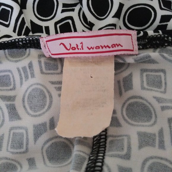 Vol 1 Geometric Print Dress Plus Size 1X Black White Stretch Jersey Knit - Picture 4 of 4